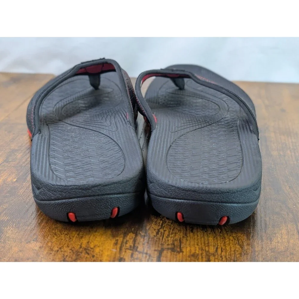 Hobibear Mens Size 10 Black Red Thong Slide On Cushioned Flip Flop Sandal Shoes